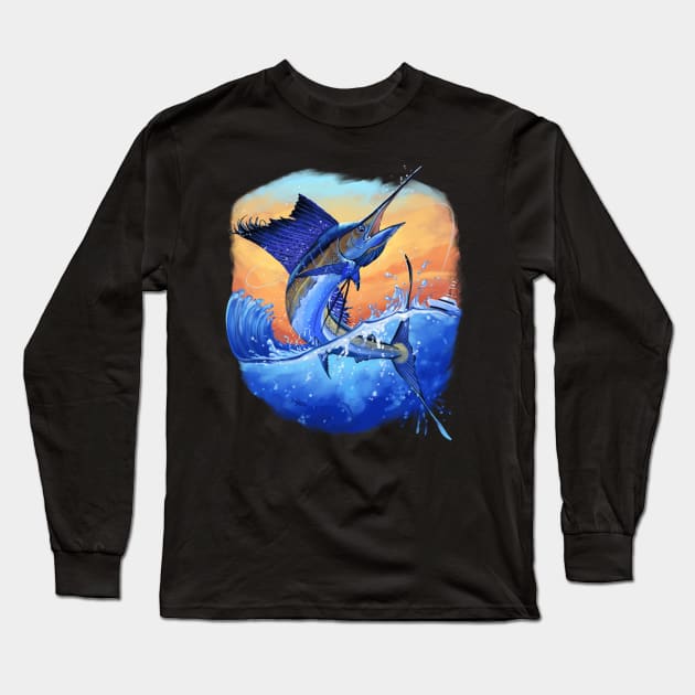 Deep Sea Fishing - Marlin Sport Fishing Gift Long Sleeve T-Shirt by woormle